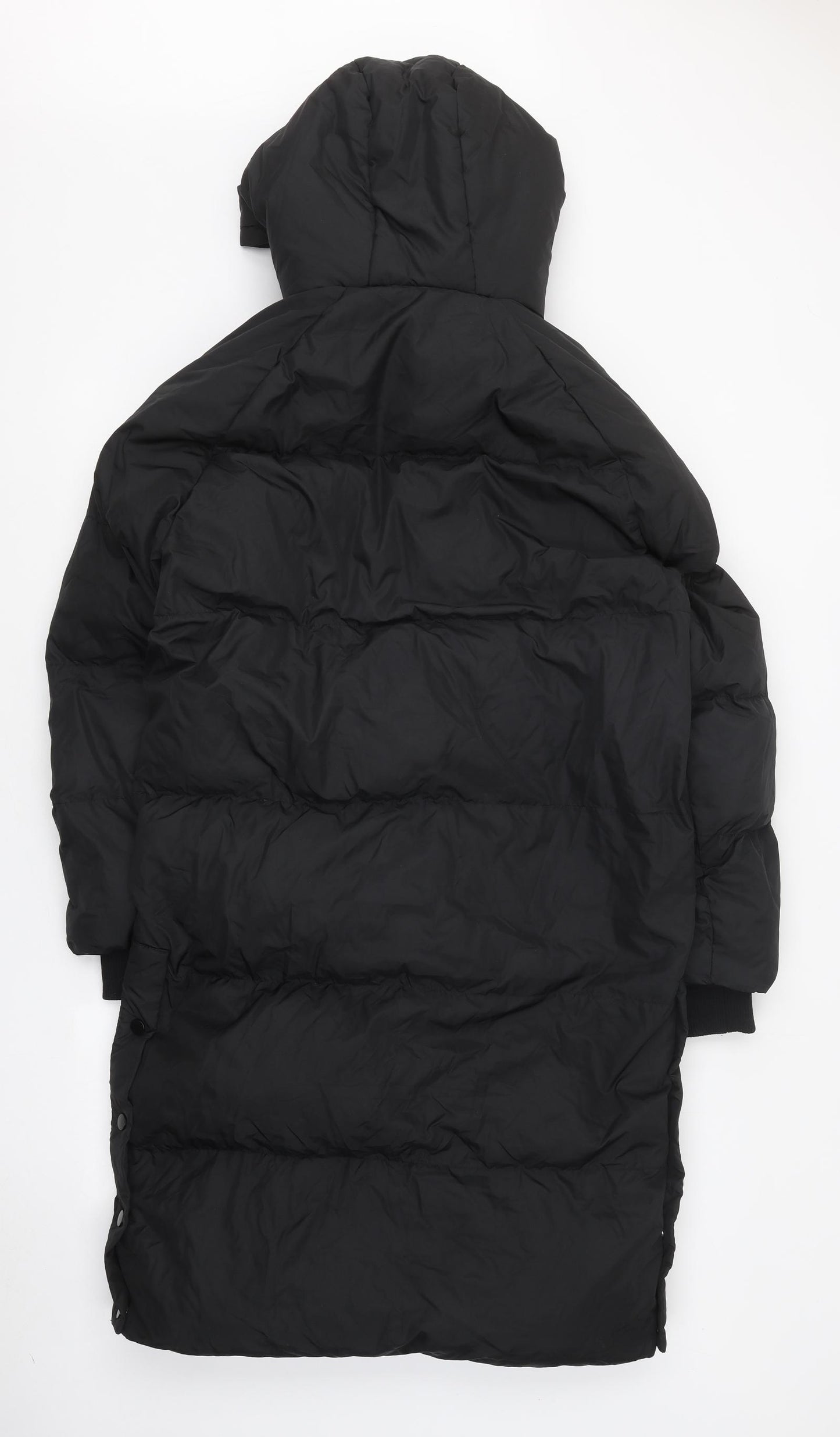 Quiz Womens Black Herringbone Puffer Jacket Coat Size 14 Zip