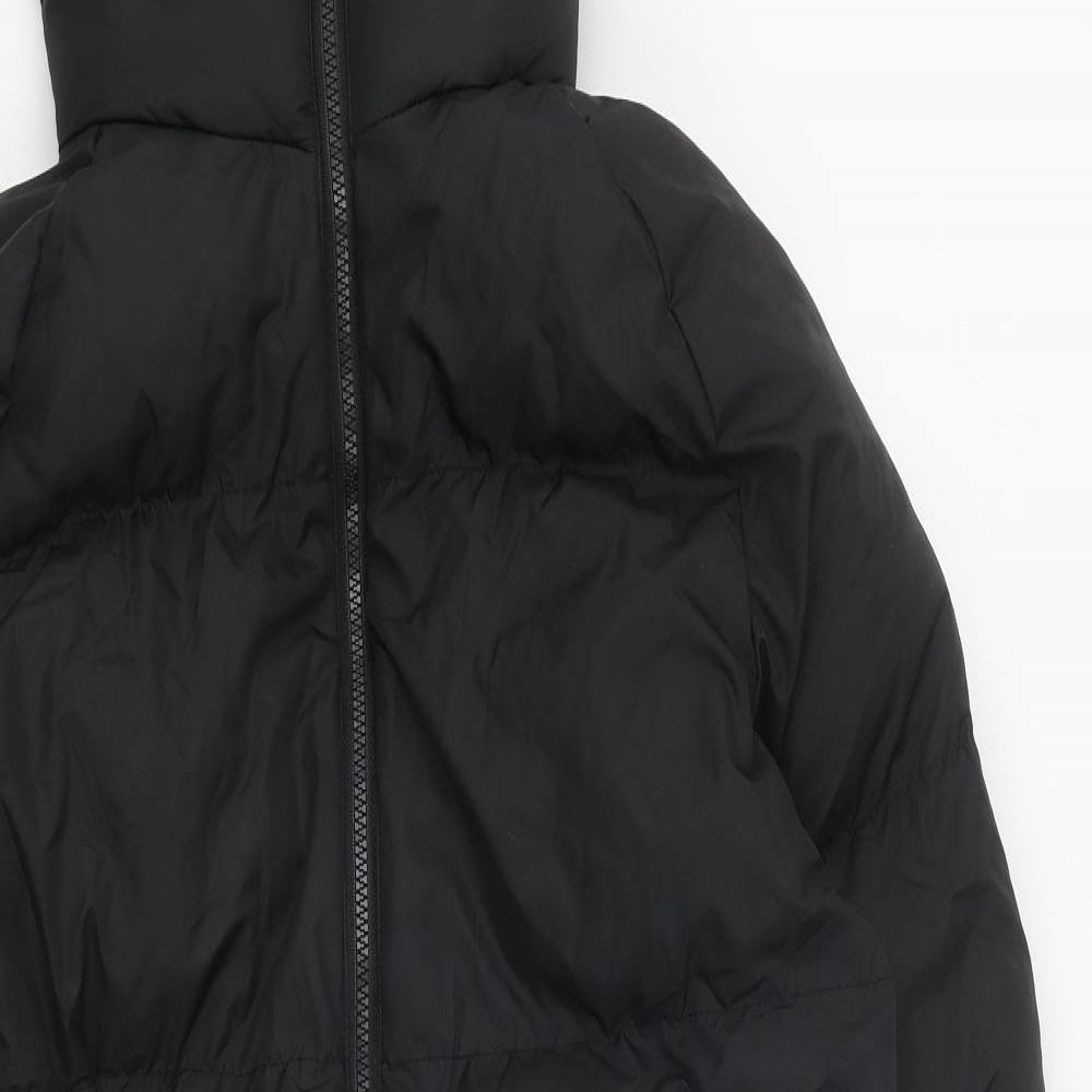 Quiz Womens Black Herringbone Puffer Jacket Coat Size 14 Zip