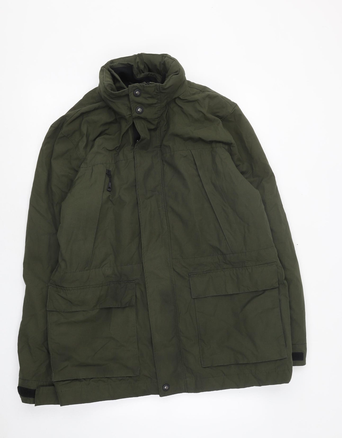 Marks and Spencer Mens Green Rain Coat Coat Size L Zip