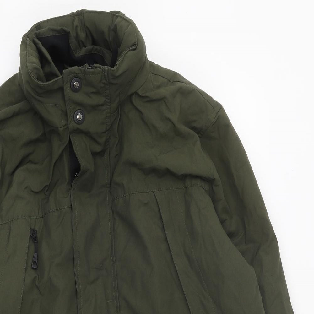 Marks and Spencer Mens Green Rain Coat Coat Size L Zip