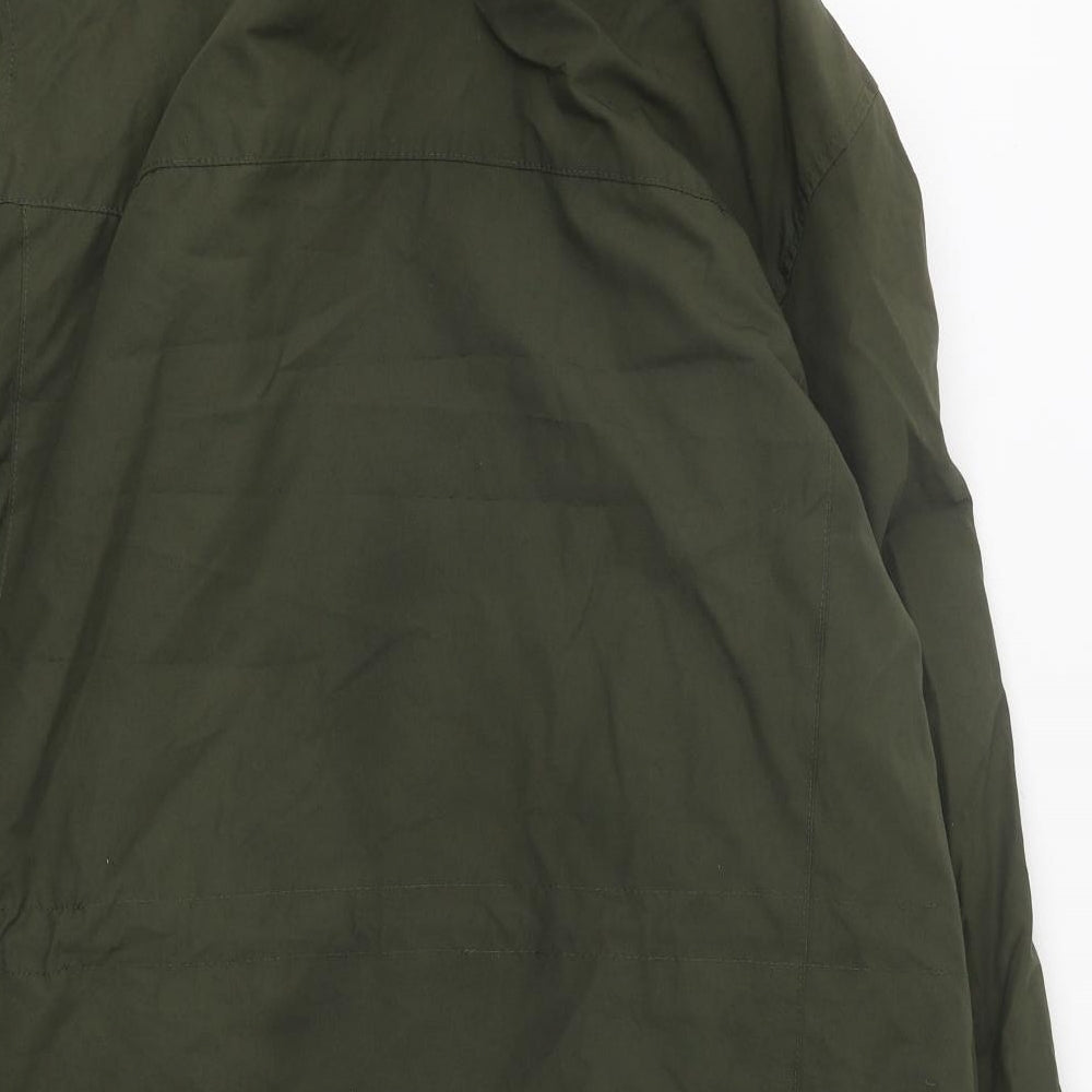 Marks and Spencer Mens Green Rain Coat Coat Size L Zip