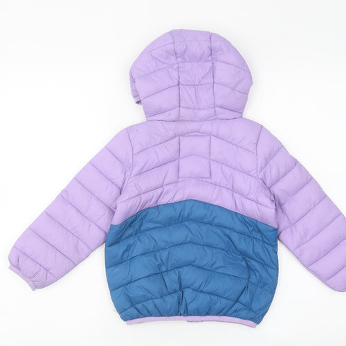 Marks and Spencer Girls Multicoloured Colourblock Puffer Jacket Coat Size 3-4 Years Zip