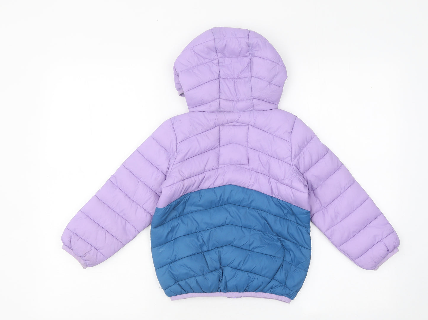 Marks and Spencer Girls Multicoloured Colourblock Puffer Jacket Coat Size 3-4 Years Zip