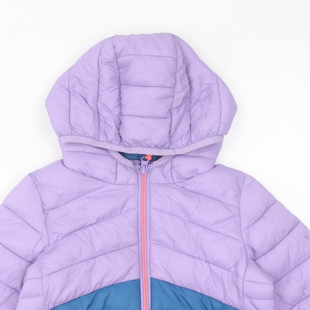 Marks and Spencer Girls Multicoloured Colourblock Puffer Jacket Coat Size 3-4 Years Zip