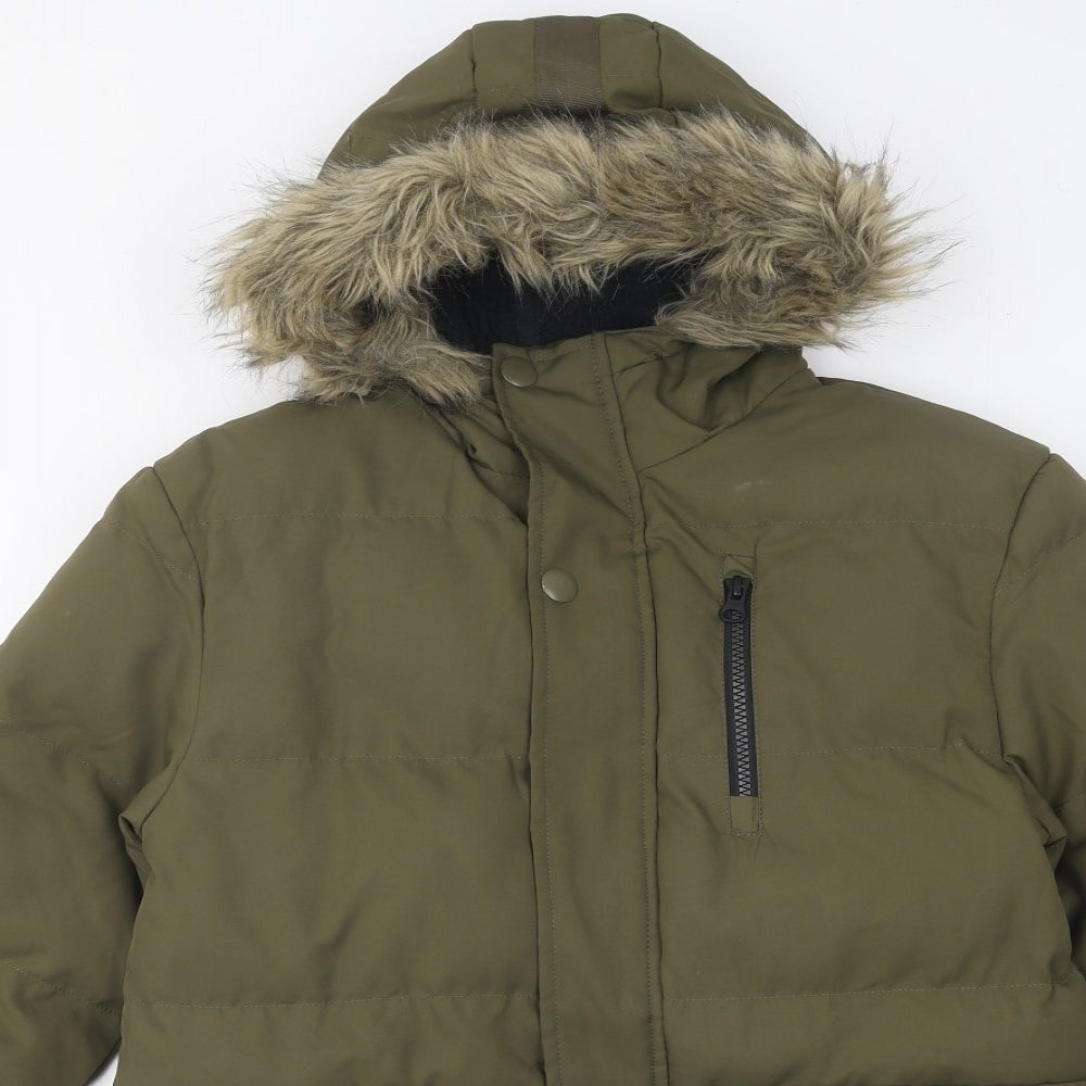 NEXT Boys Green Parka Coat Size 10 Years Zip