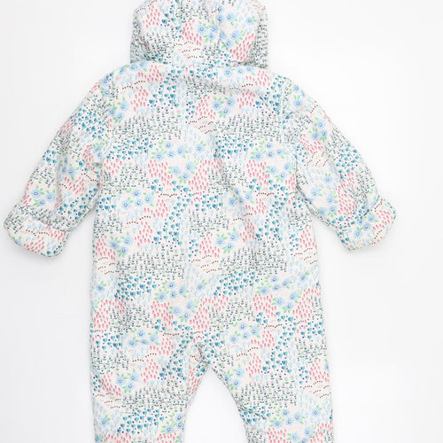 Marks and Spencer Girls White Floral Jacket Snowsuit Size 18-24 Months Zip