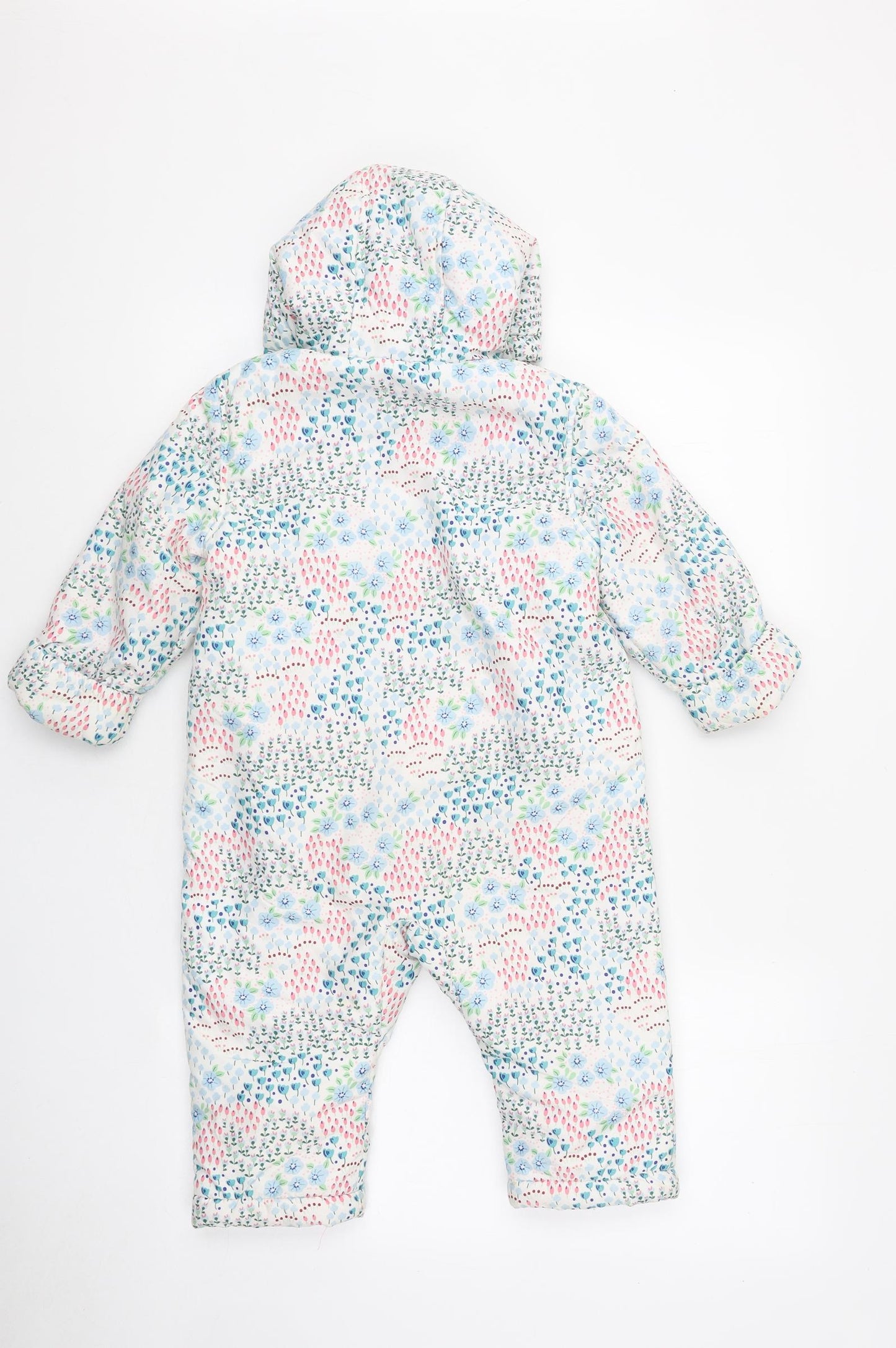 Marks and Spencer Girls White Floral Jacket Snowsuit Size 18-24 Months Zip