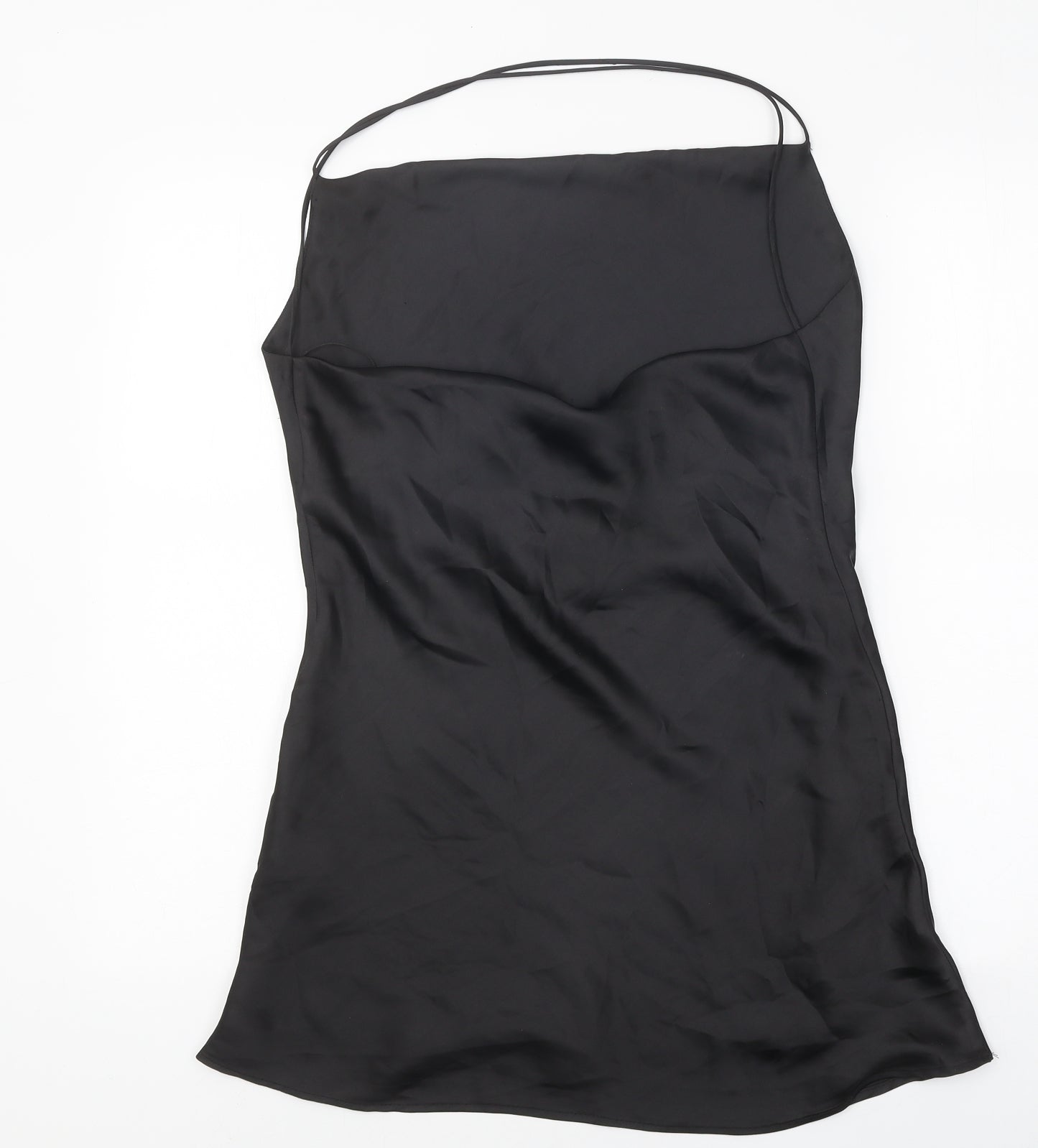 Zara Womens Black Polyester Jersey Tank Size M Cowl Neck