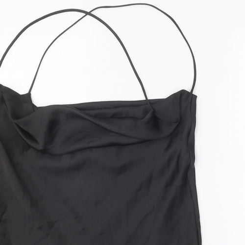 Zara Womens Black Polyester Jersey Tank Size M Cowl Neck