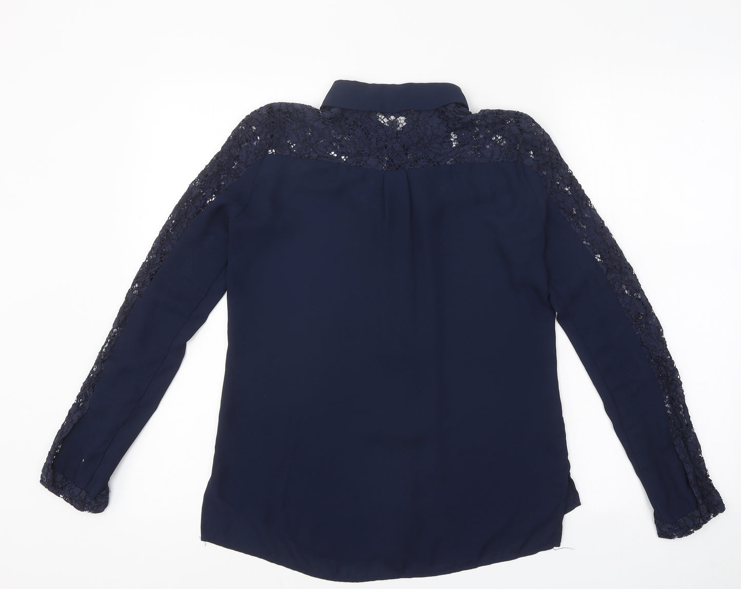 Zara Womens Blue Polyester Jersey Button-Up Size S Collared