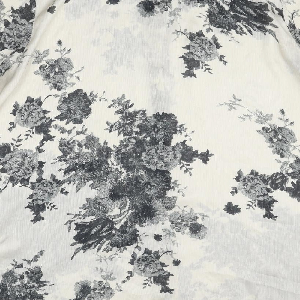 RJR.John Rocha Womens White Floral Polyester Jersey Blouse Size 18 Collared