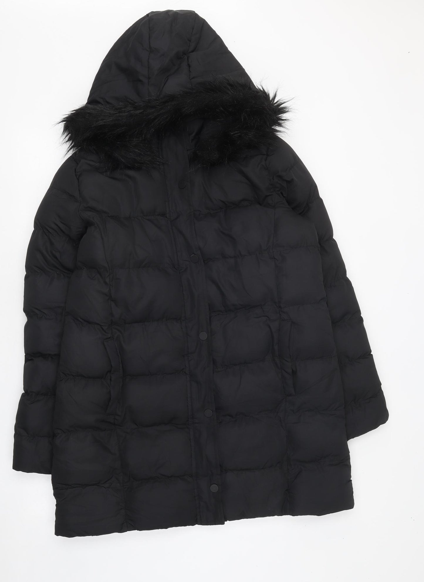 Threadbare Womens Black Parka Coat Size 10 Zip