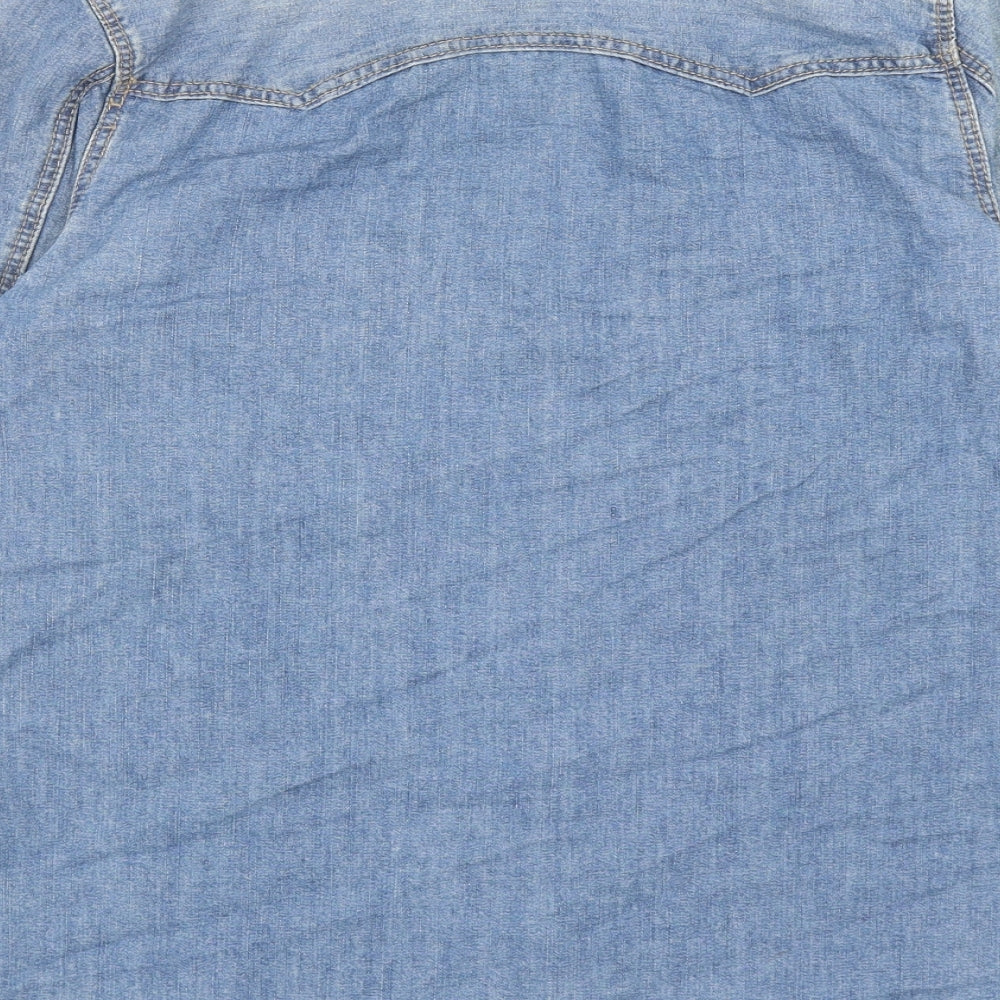 H&M Womens Blue Cotton Basic Button-Up Size 10 Collared