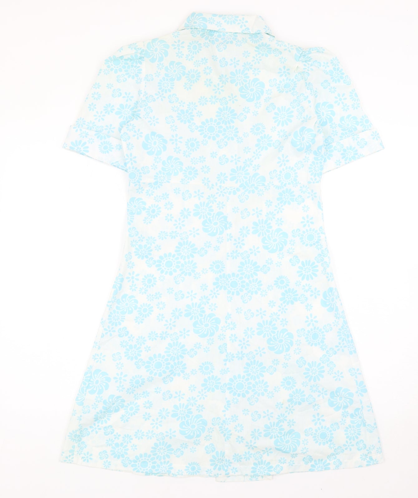 C&A Womens Blue Floral Cotton Shirt Dress Size 12 Collared Button