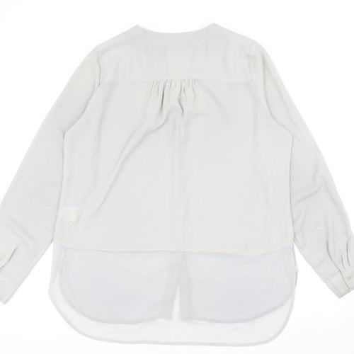 Rose 7 Olive Womens Grey Polyester Basic Blouse Size L V-Neck