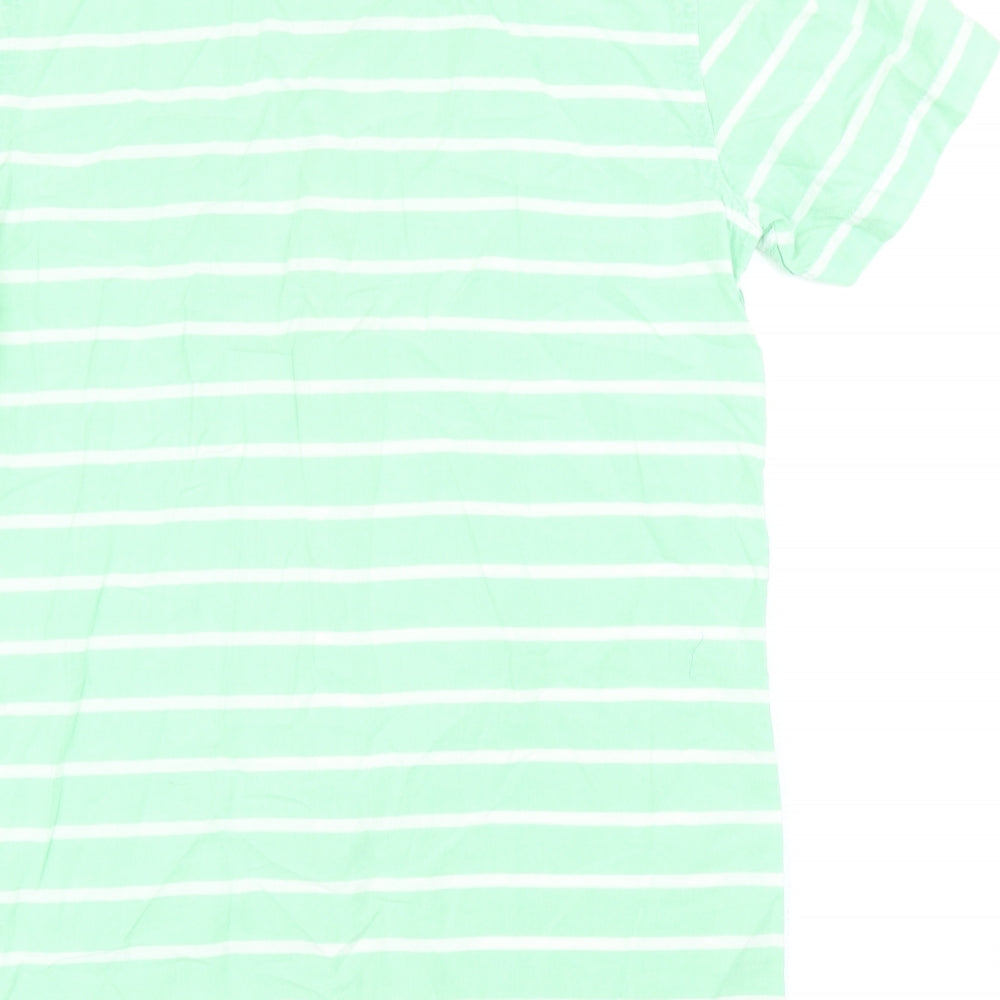 Cedar Wood State Mens Green Striped Cotton Button-Up Size XS Collared Button