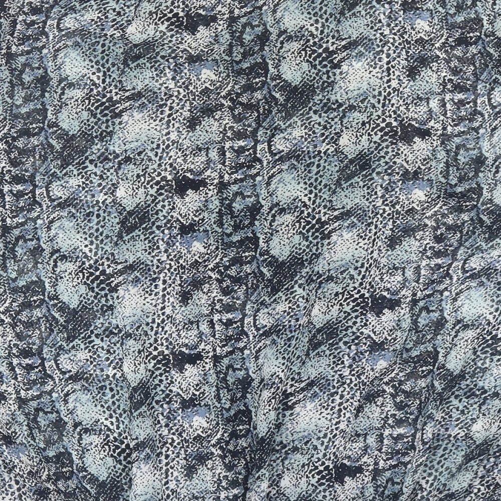 NEXT Womens Blue Animal Print Polyester Basic Blouse Size 18 V-Neck - Snake Print