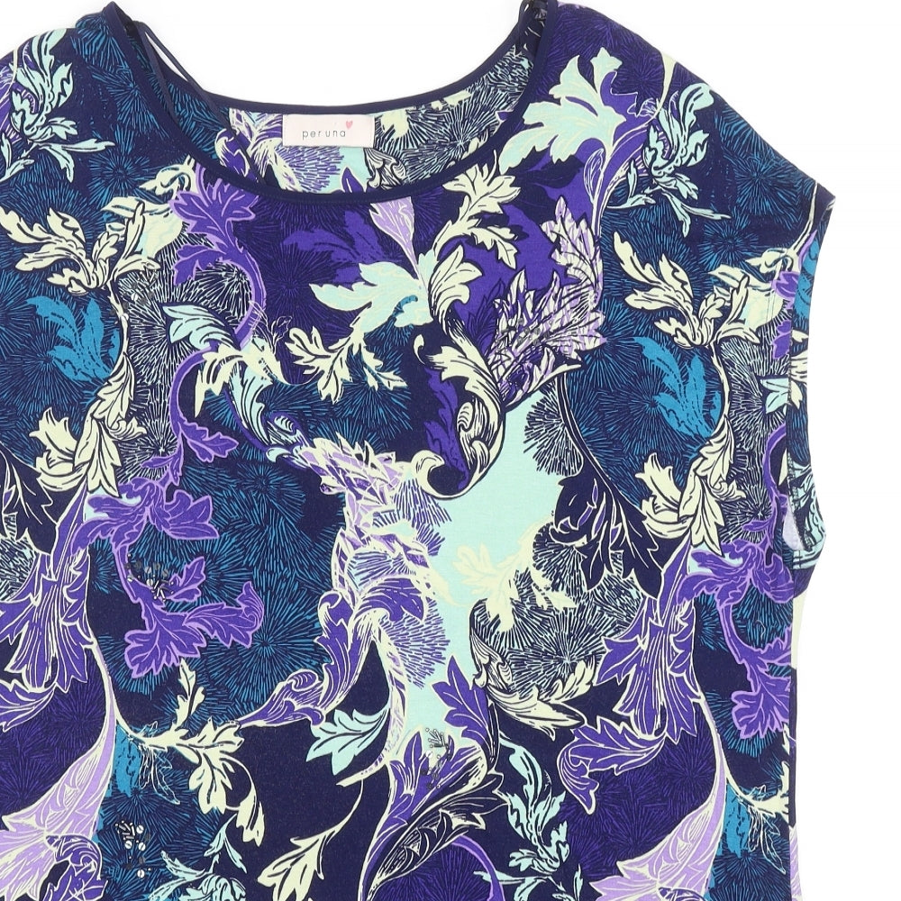 Per Una Womens Multicoloured Geometric Viscose Basic T-Shirt Size 18 Boat Neck