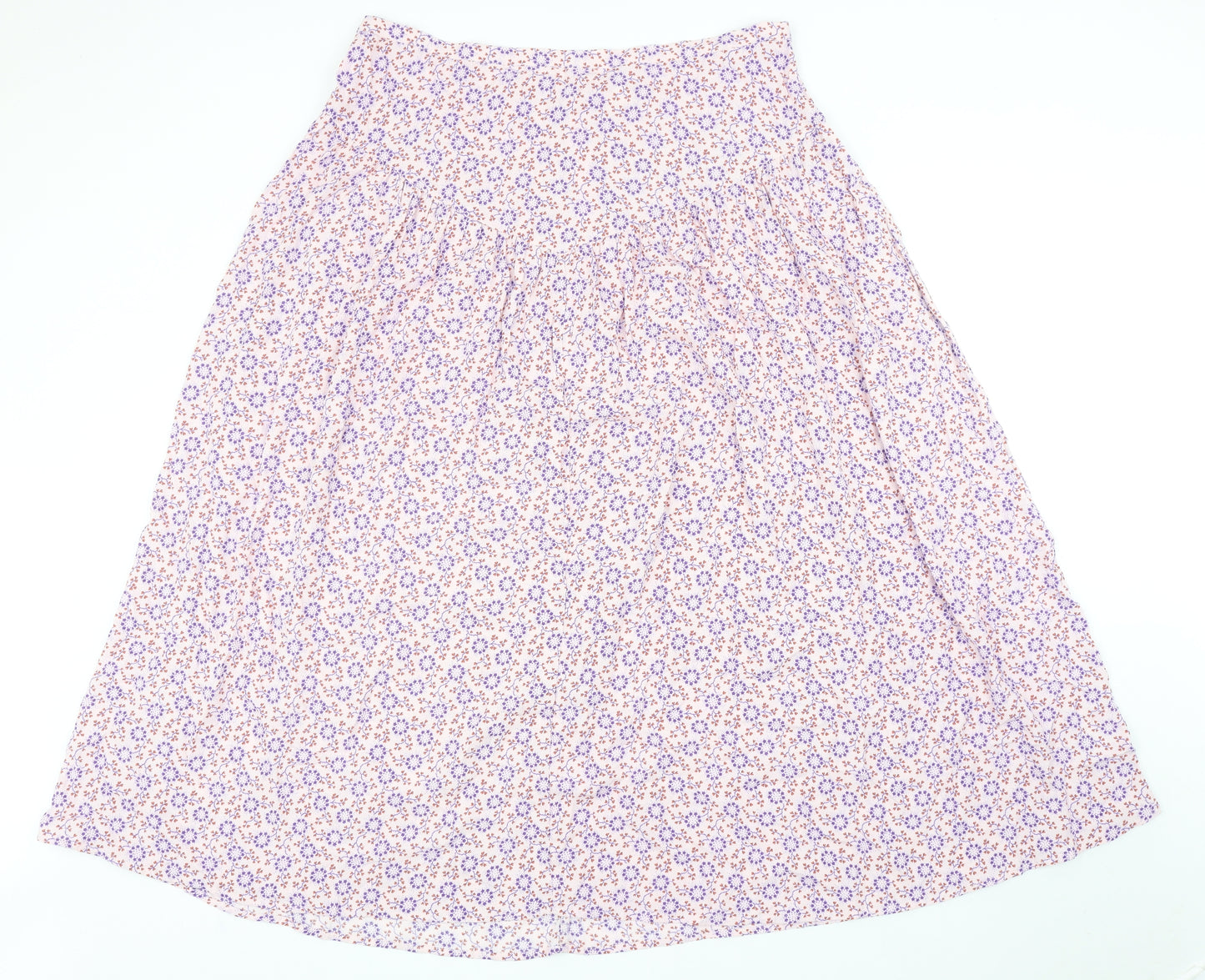 Per Una Womens Pink Floral Viscose Swing Skirt Size 18 Zip