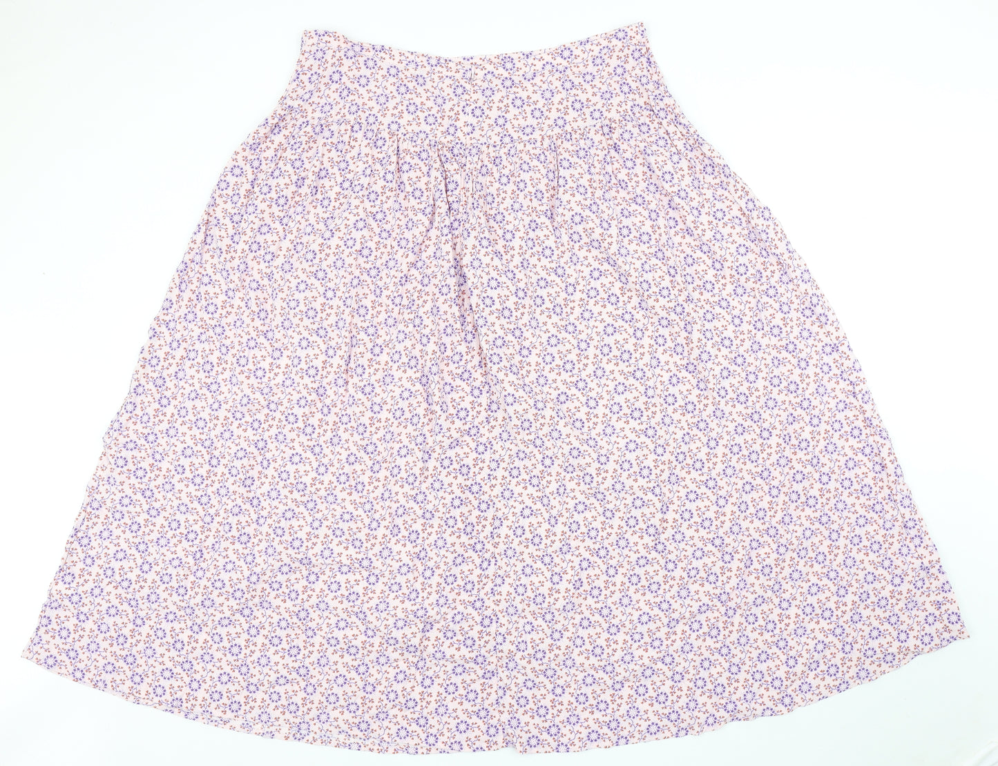 Per Una Womens Pink Floral Viscose Swing Skirt Size 18 Zip