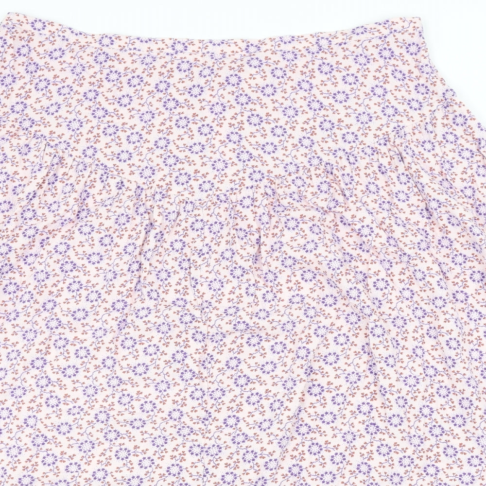 Per Una Womens Pink Floral Viscose Swing Skirt Size 18 Zip