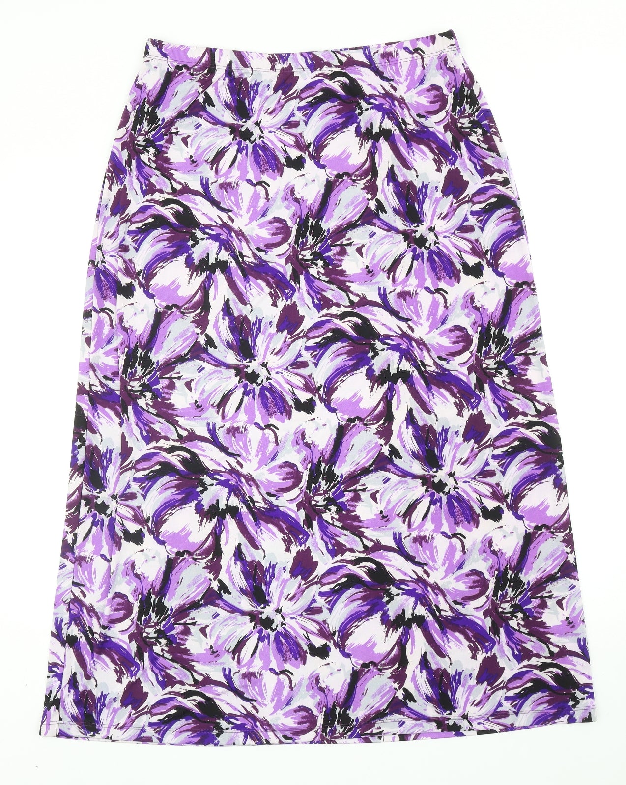 Kim&Co Womens Purple Floral Polyester A-Line Skirt Size XL