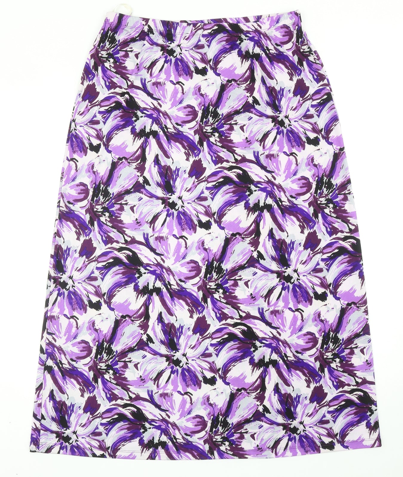 Kim&Co Womens Purple Floral Polyester A-Line Skirt Size XL