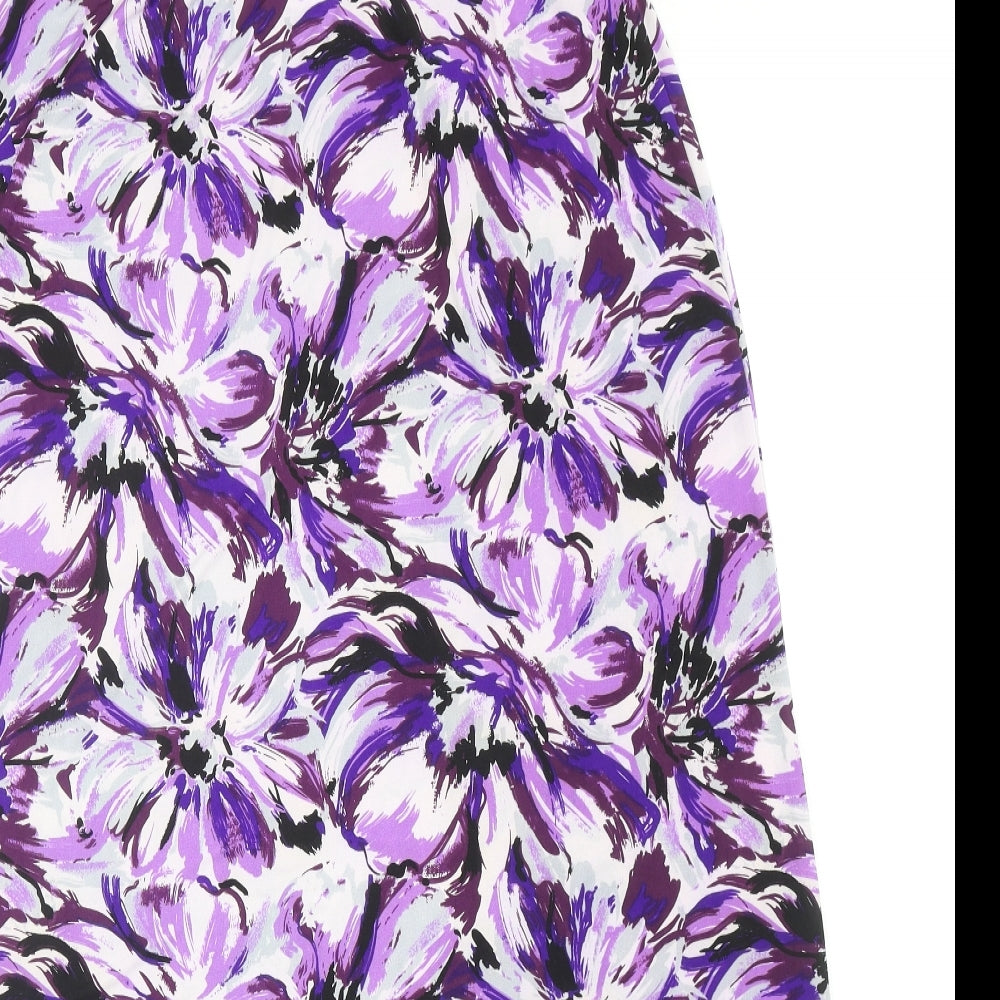 Kim&Co Womens Purple Floral Polyester A-Line Skirt Size XL