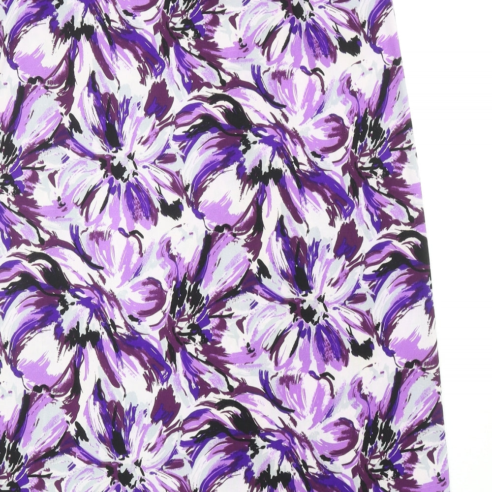 Kim&Co Womens Purple Floral Polyester A-Line Skirt Size XL