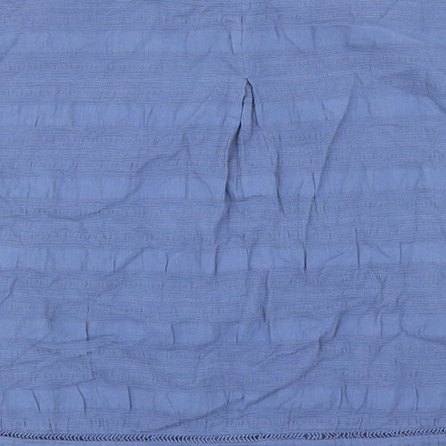 Grand Womens Blue Cotton Basic T-Shirt Size L Boat Neck