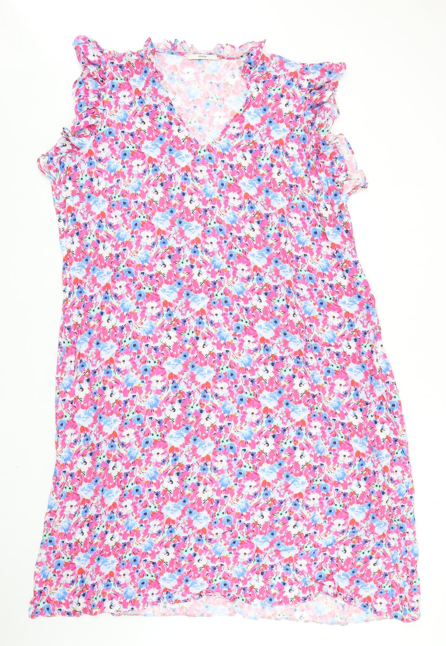 George Womens Multicoloured Floral Viscose A-Line Size 24 V-Neck Pullover