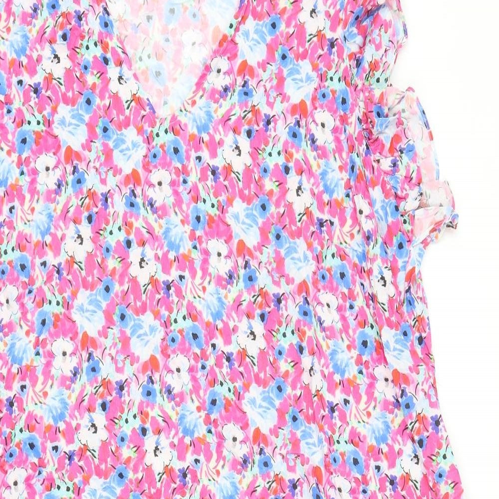 George Womens Multicoloured Floral Viscose A-Line Size 24 V-Neck Pullover