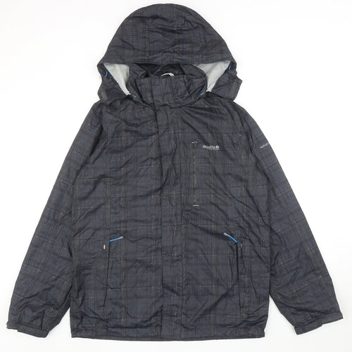 Regatta Mens Grey Geometric Rain Coat Coat Size M Hook & Loop