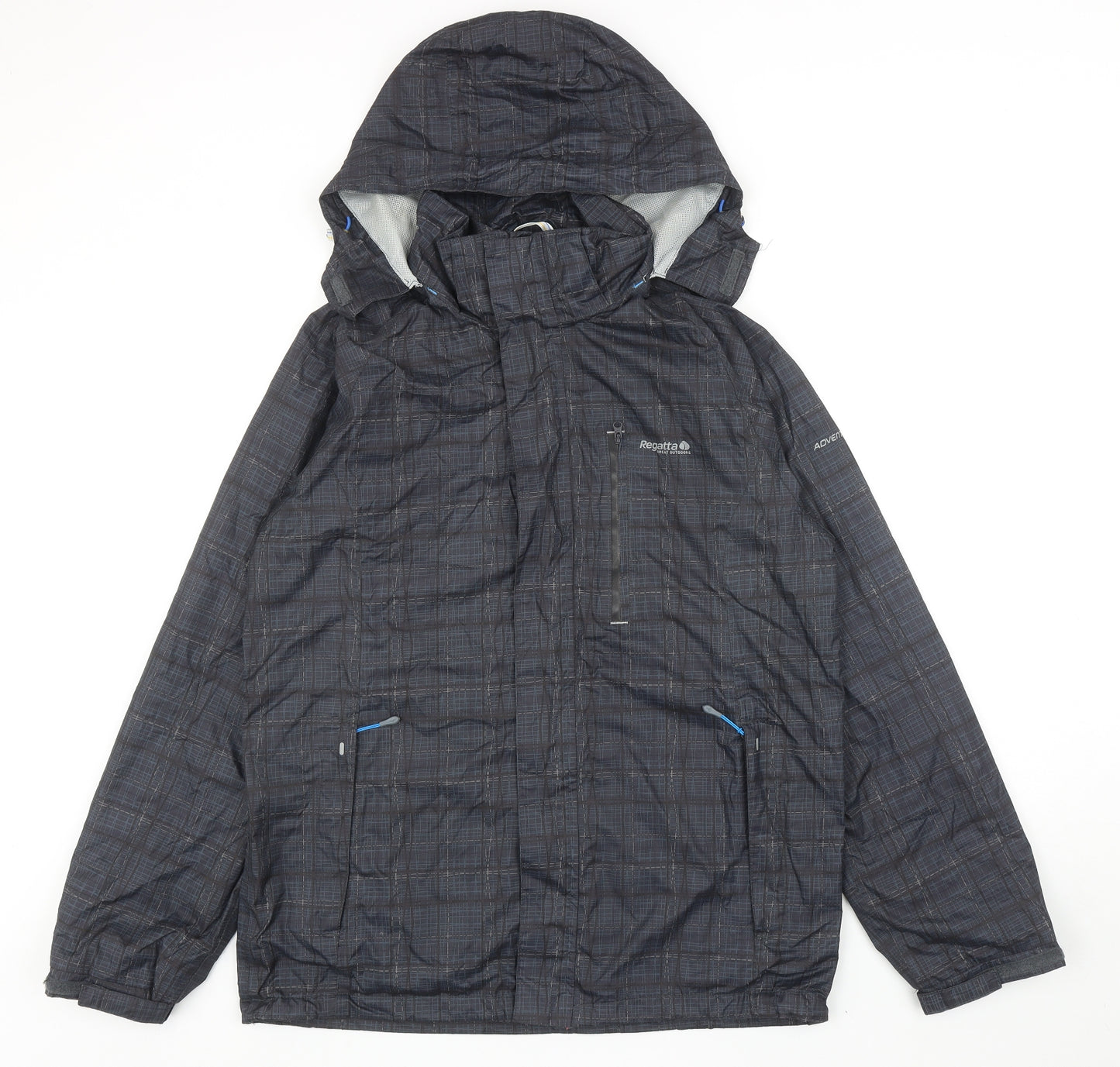 Regatta Mens Grey Geometric Rain Coat Coat Size M Hook & Loop