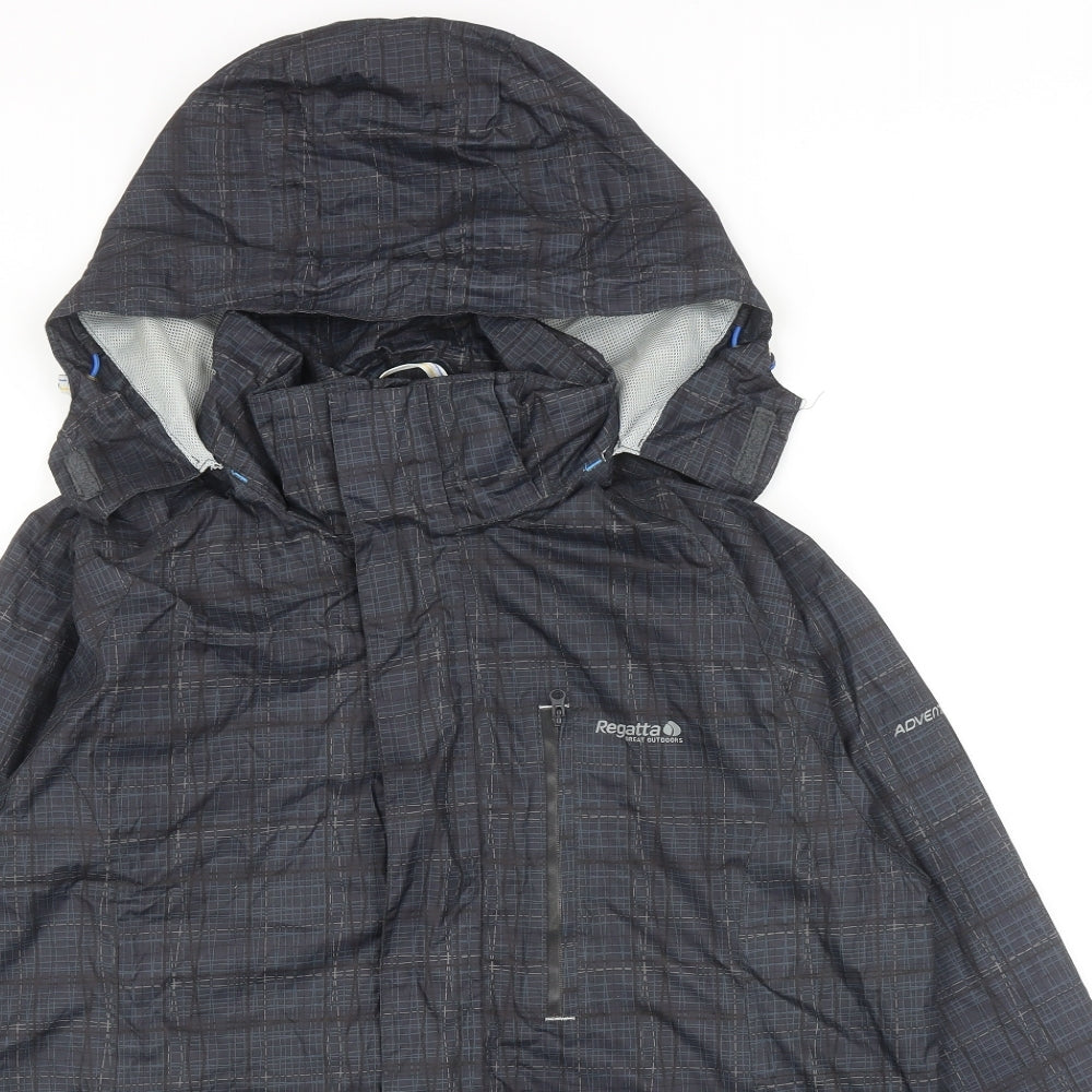 Regatta Mens Grey Geometric Rain Coat Coat Size M Hook & Loop