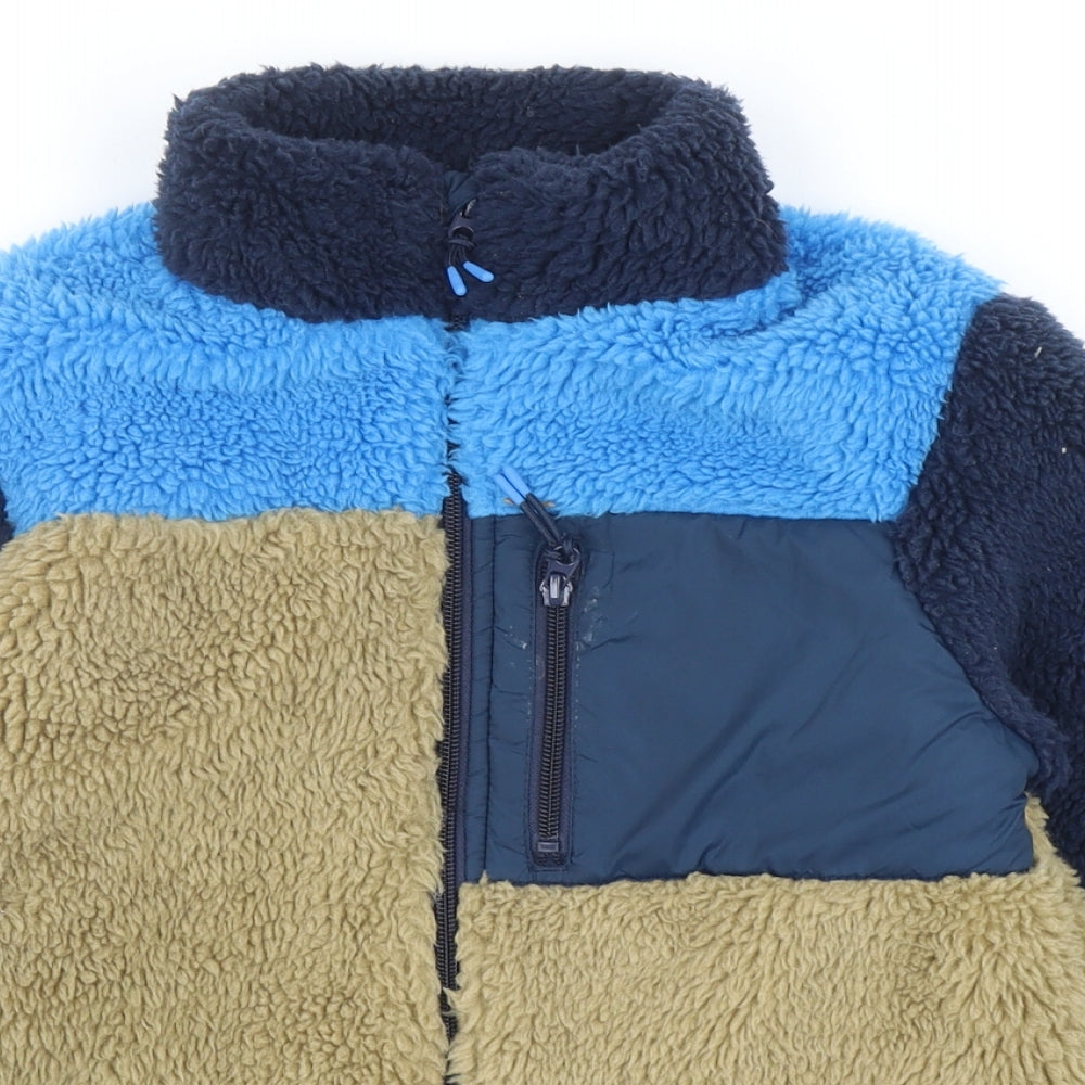 H&M Boys Multicoloured Colourblock Basic Jacket Jacket Size 8-9 Years Zip - UK Size 8-10 Years
