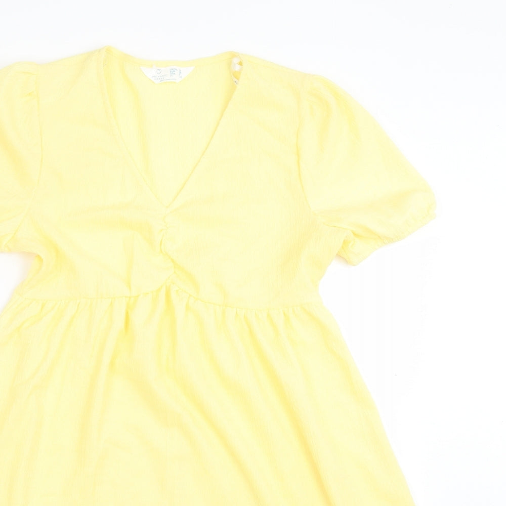 Primark Womens Yellow Polyester A-Line Size 10 V-Neck Pullover