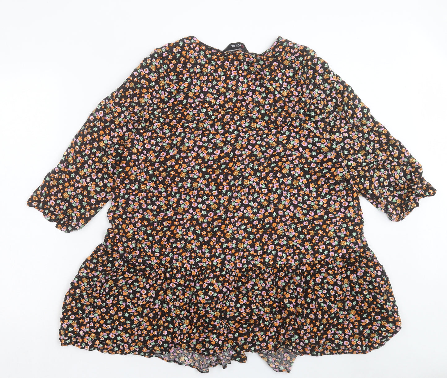 Yours Womens Multicoloured Floral Viscose Tunic Button-Up Size 22 V-Neck - Size 22-24