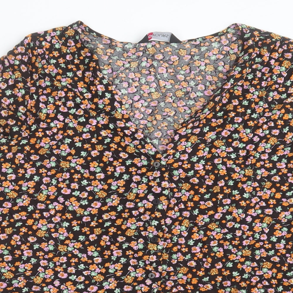 Yours Womens Multicoloured Floral Viscose Tunic Button-Up Size 22 V-Neck - Size 22-24