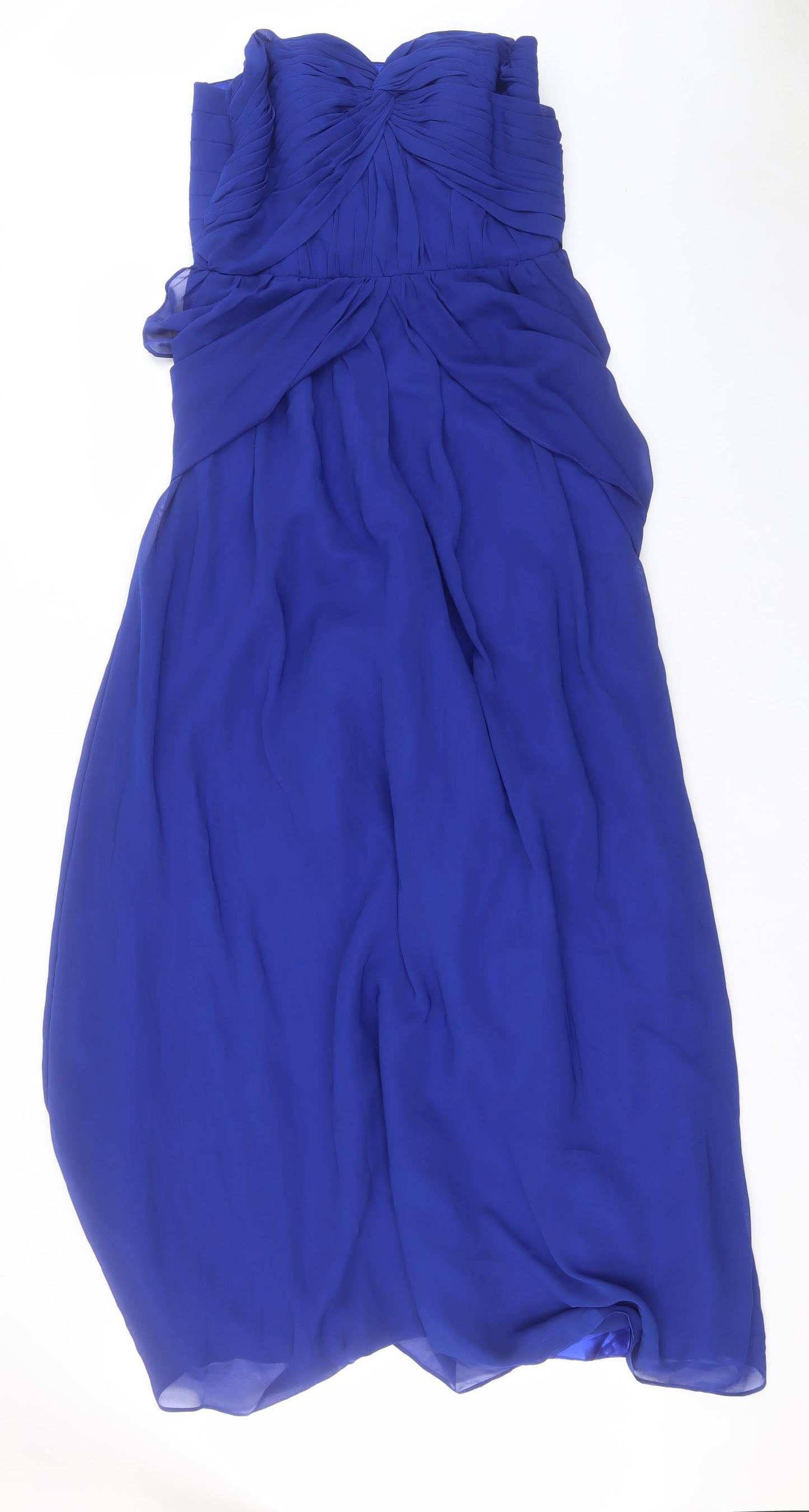 Fu Es Belle Womens Blue Polyester Ball Gown Size 14 Sweetheart Zip