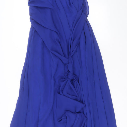 Fu Es Belle Womens Blue Polyester Ball Gown Size 14 Sweetheart Zip