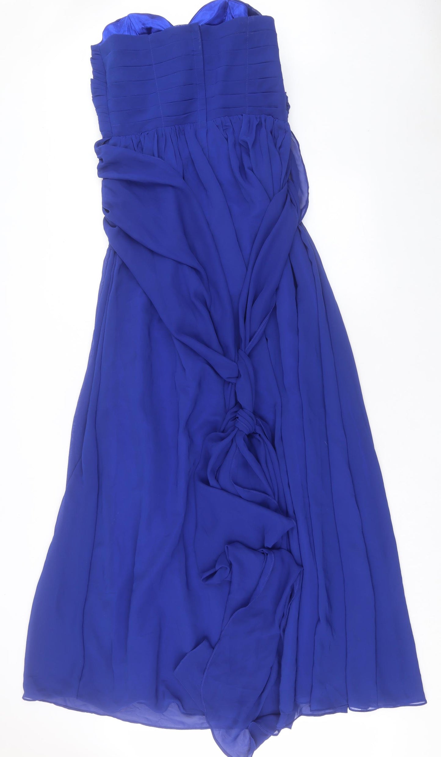 Fu Es Belle Womens Blue Polyester Ball Gown Size 14 Sweetheart Zip