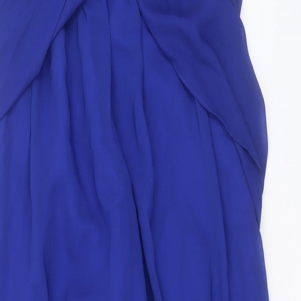 Fu Es Belle Womens Blue Polyester Ball Gown Size 14 Sweetheart Zip