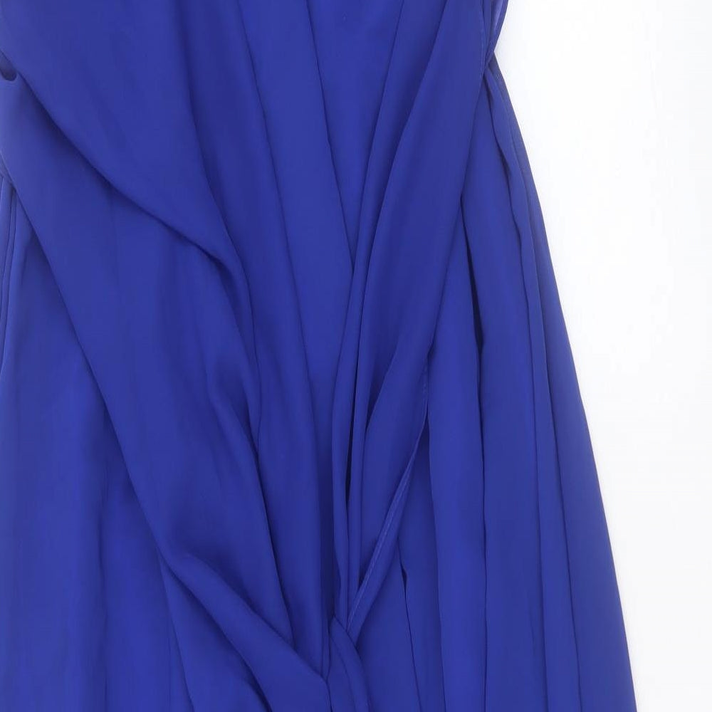 Fu Es Belle Womens Blue Polyester Ball Gown Size 14 Sweetheart Zip