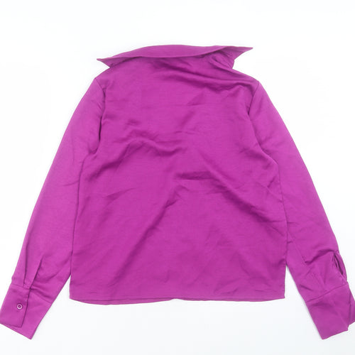 SheIn Womens Purple Polyester Basic Blouse Size S Collared