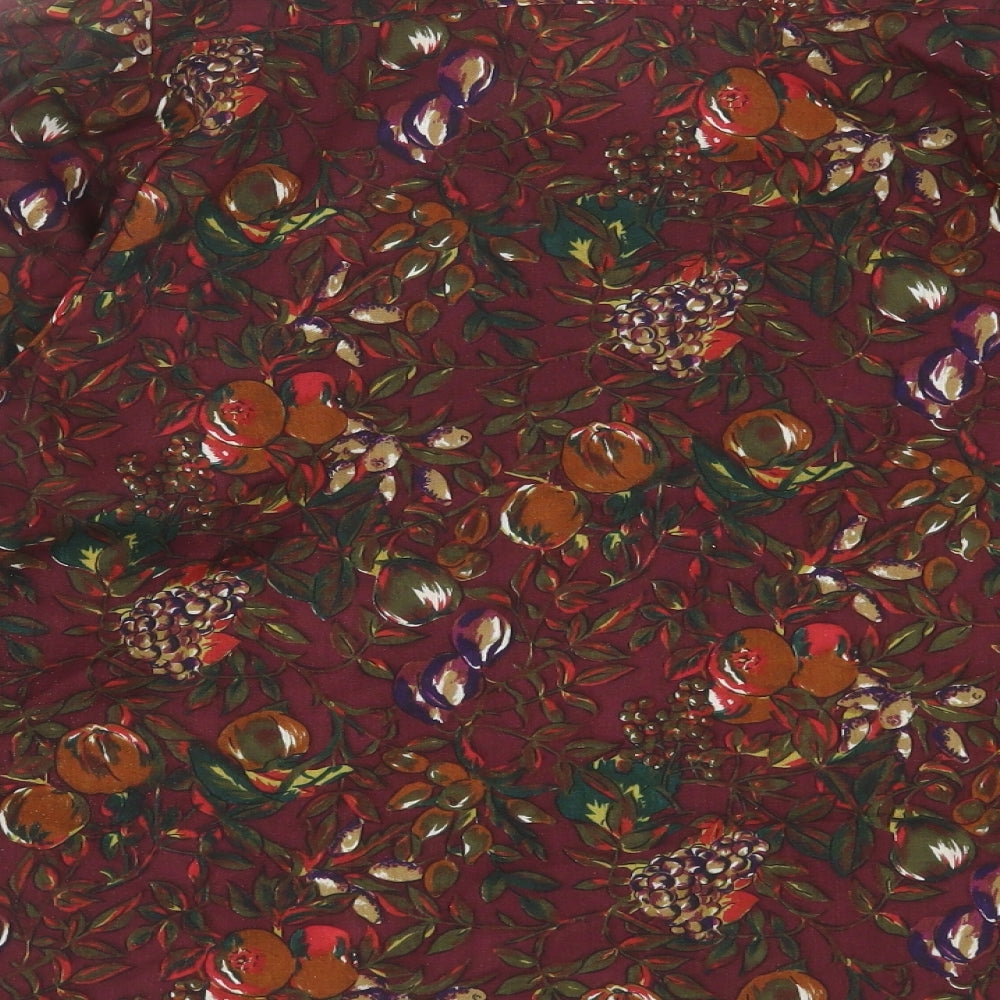 DAKS Womens Purple Floral Polyester Basic Button-Up Size 14 Collared