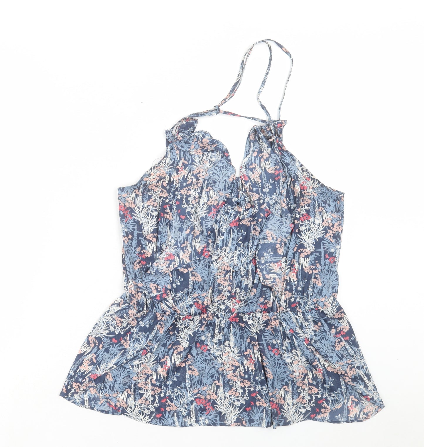 NEXT Womens Blue Floral Polyester Camisole Tank Size 12 Halter