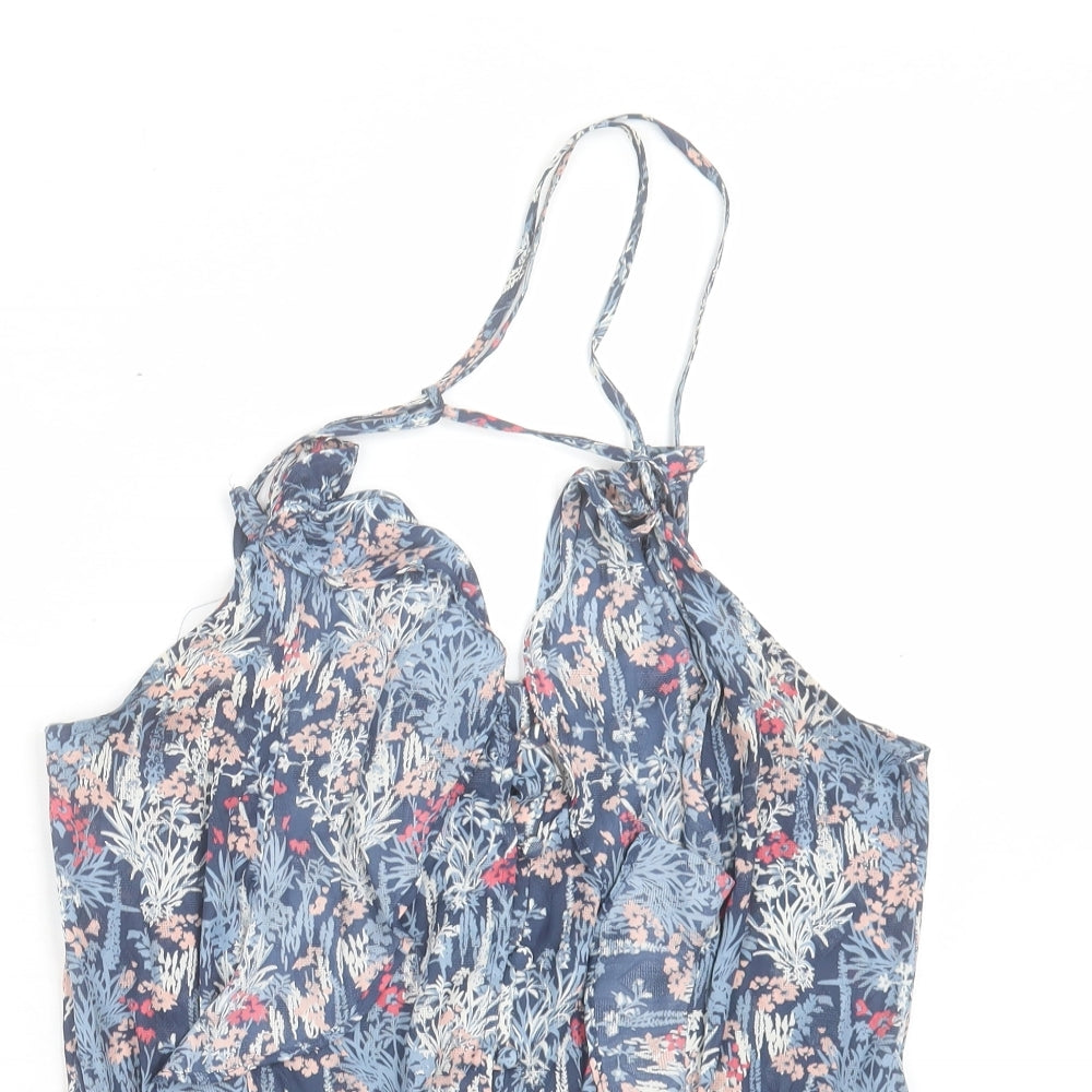 NEXT Womens Blue Floral Polyester Camisole Tank Size 12 Halter