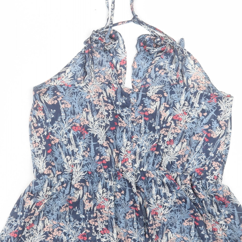 NEXT Womens Blue Floral Polyester Camisole Tank Size 12 Halter
