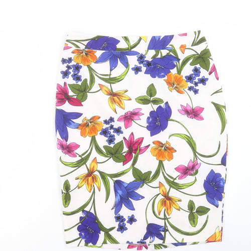 Matalan Womens Multicoloured Floral Polyester Straight & Pencil Skirt Size 14 Zip